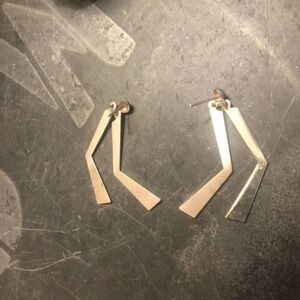 Sterling Silver dangly lightning bolt earrings 925 double bolt